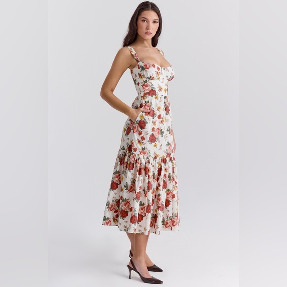 House of CB Dresses & Skirts - House of CB Elia Italian Rose Print Cotton Midi Sundress Plus cup